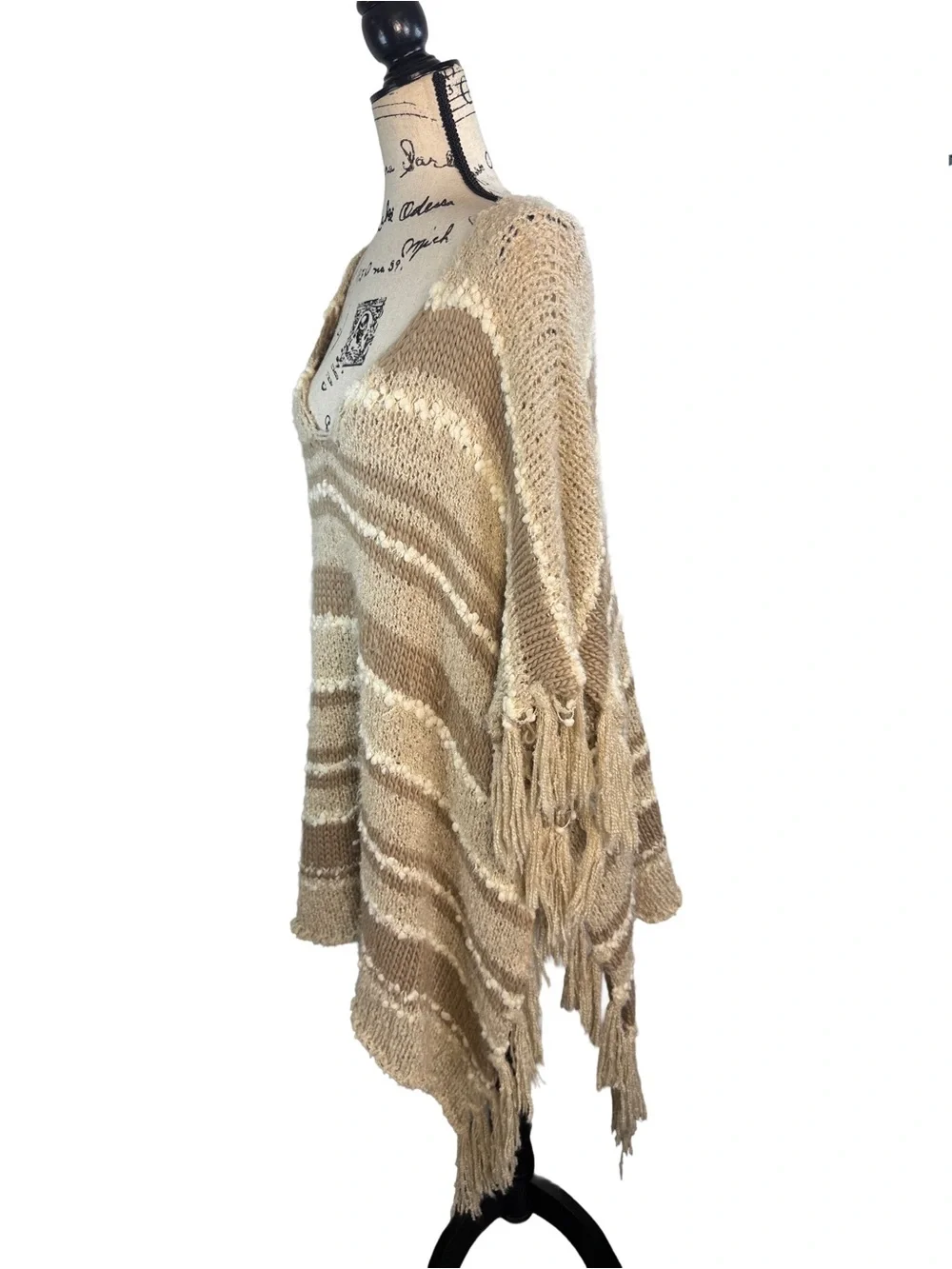 Free People Big Dipper Fringed Poncho Sweater